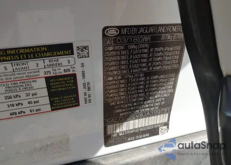 2018 Land Rover Range Rover 3.0L V6 Supercharged Hse z USA, uszkodzony, nr VIN SALGS2SV8JA399791